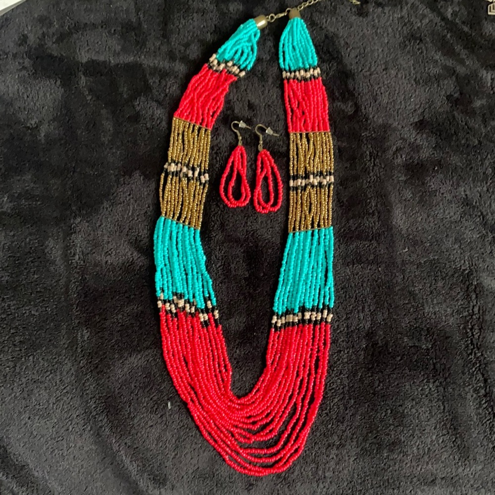 Paparazzi red multi seed bead necklace